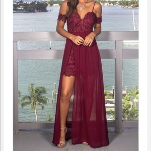 Lace burgundy dress